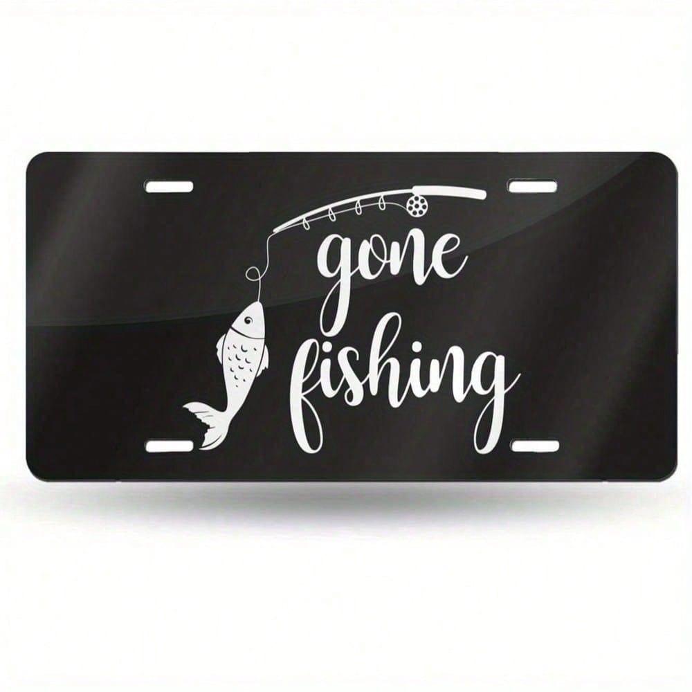 Fishing Themed License Plate 6x12 Inch Rustproof Aluminum Novelty Tag for Truck SUV RV Camper