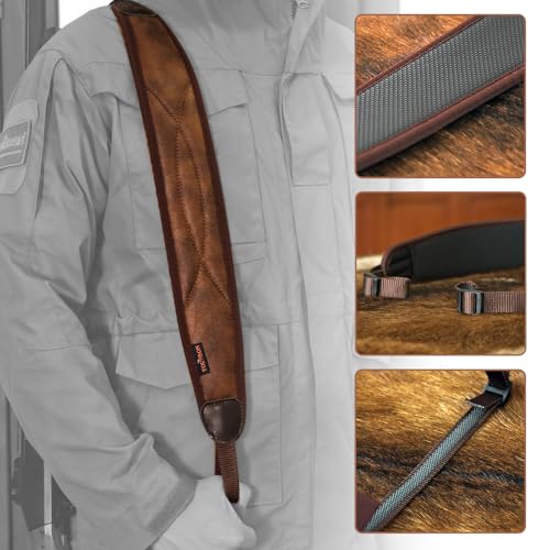 TOURBON Rifle Sling, 2-Point Sling, Adjustable (Brown)