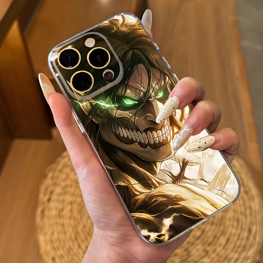 

Hot Anime Black Attack On Titan Phone Case For IPhone 17 16 Pro Max 15 14 13 11 12 Mini Xs X Xr 7 8 Plus Se Transparent Cover iPhone 13 Pro Max