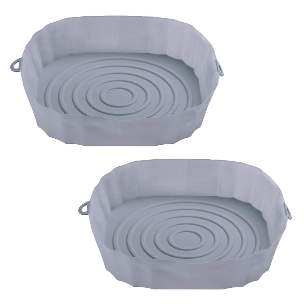

4 шт., силиконовая корзина для фритюрницы, форма для духовки, противень для выпечки, корзина для пиццы, жареной курицы, многоразовые аксессуары для вкладышей в сковороду 2pcs серый