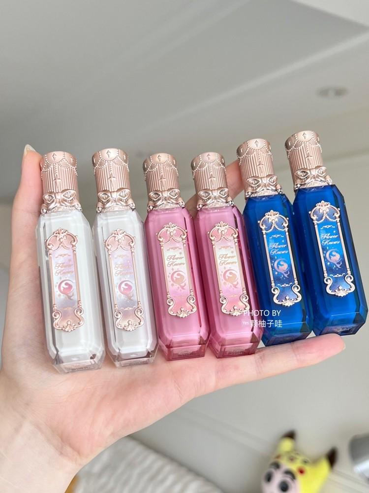 Flower Knows Lip Glaze Moonlight Mermaid/Unicorn Mirror Water Gloss Lip Gloss Moisturizing Non-Stick Cup Ge03 Starlight Foam