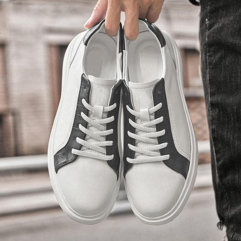 2025 British Style Black White Genuine Leather Oxford Shoes Casual Lace-up Flat Sneakers Luxury Design Shoes for Men Size: 37-45