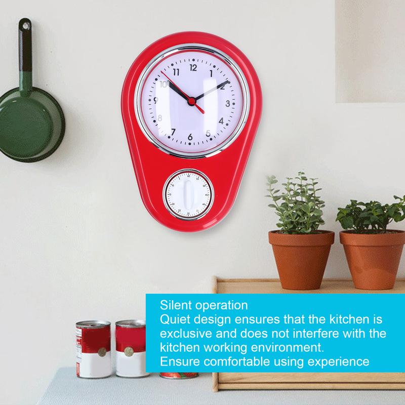 9 Inch Quartz Clock Simple Time Clear Display Multifunction Kitchen Timer Wall Clock Silent for Kitchen