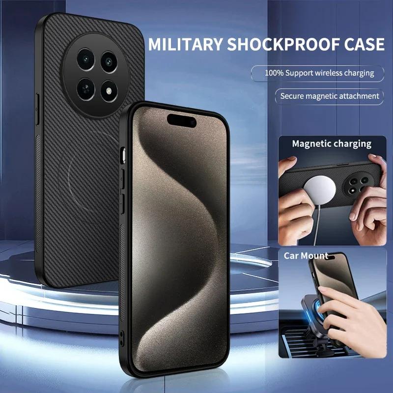 Magnetic Silicone Case for Realme 12X 13 12 Pro Plus 5G 4G Wireless Charging Carbon Fiber PU Anti-Drop Soft Cover Phone Cases