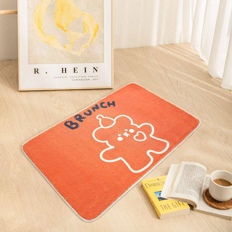 Imitation cashmere cartoon absorbent floor mat