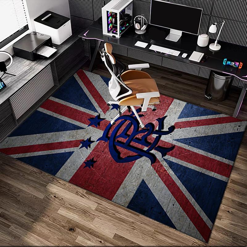 1pc Digital Printed Chair Rug for Home Office Use, Rangers FC Carpet Appropriate for All Seasons, Soft Area Carpet