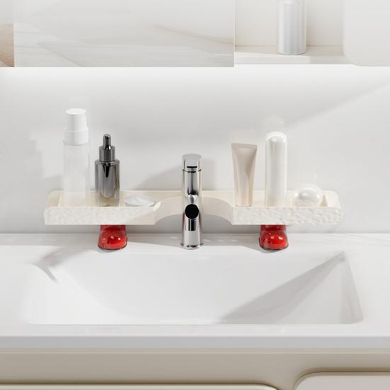 Countertop Storage Rack, No-Drill L-Shaped Corner Shelf, Drainable Moisture-Proof Bathroom Organizer, Space-Saving Shelf for Kitchen Bathroom
