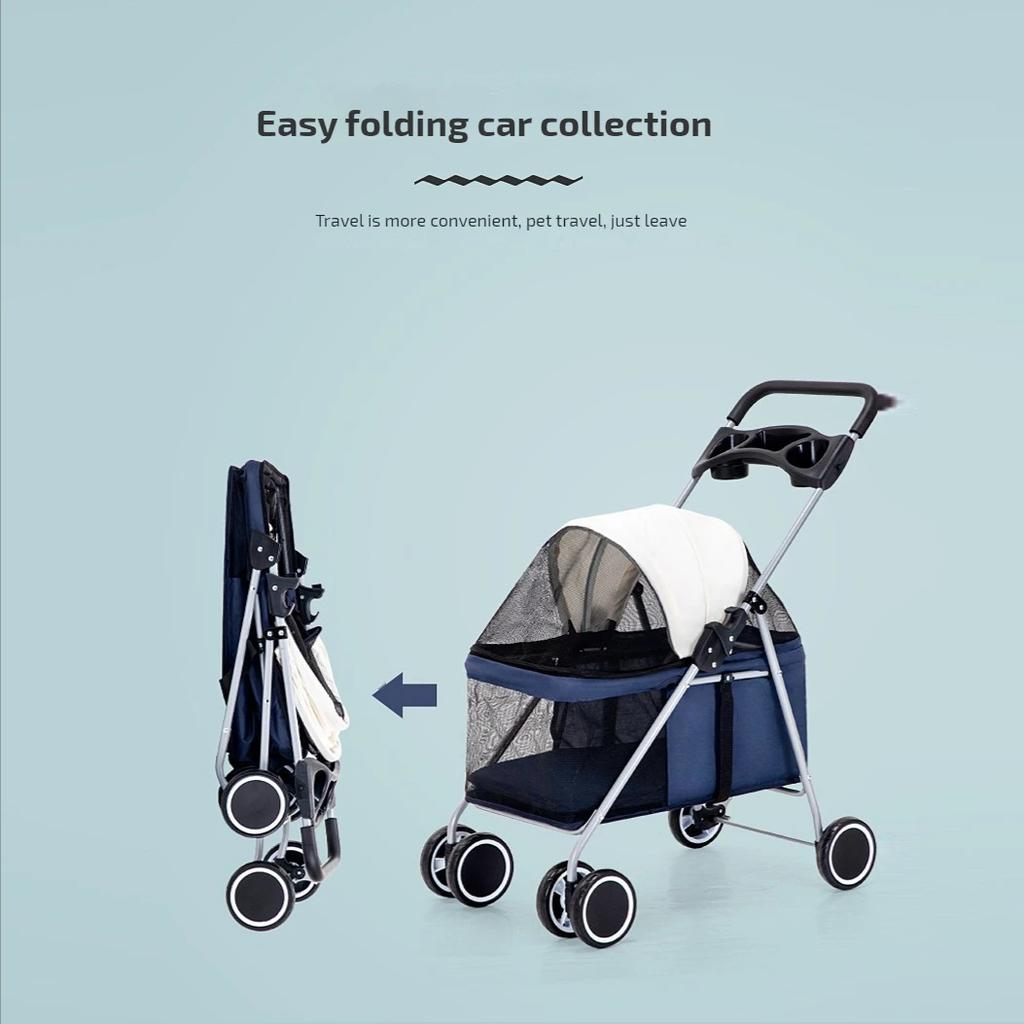 Outdoor Pet Cart Portable Folding Pet Stroller Car Dog Cat Teddy Mouse Rabbit Small Lightweight Carriage Pet Cart Dog Carrier
