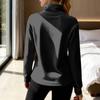 Women's Casual Fashion German Velvet Warm Solid Color Half Zip Stand Collar Long Sleeve Top
