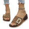 Summer new European and American large-size leopard print thick-bottomed cool slippers sexy open-toed casual beach sandals