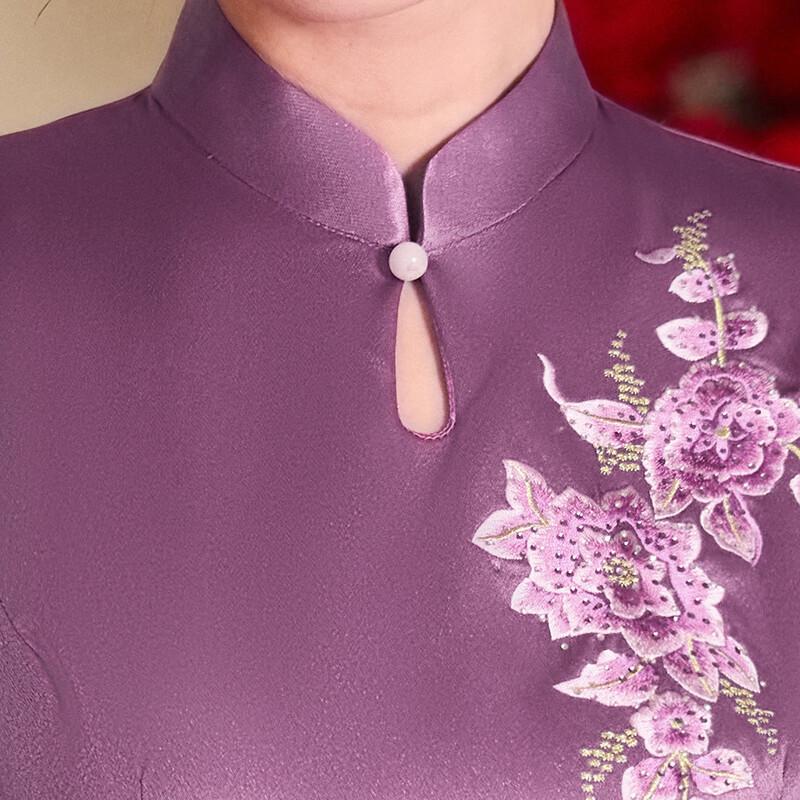 Pasite Chinese Embroidered Mother of the Bride Cheongsam Dress