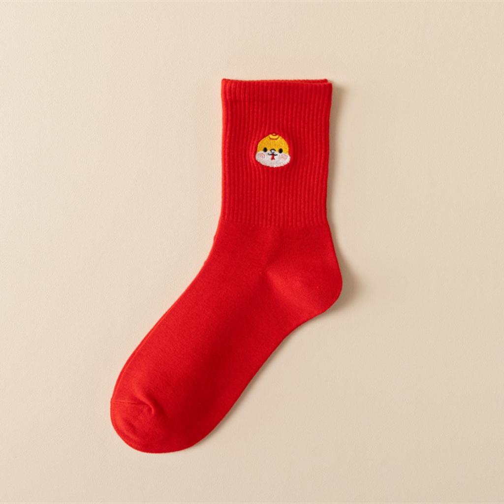 Year Of The Snake Birthday Year Red Socks New Year'S Socks Green Snake Doll Snake To Run Anti-Pilling Men'S And Women'S Medium Tube Socks