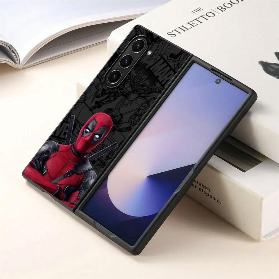 Back Phone Cover Case for Samsung Galaxy ZFold4 ZFold5 ZFold6 ZFold3 Z Fold 7 6 5 4 3 ZFold7 Marvel Deadpool