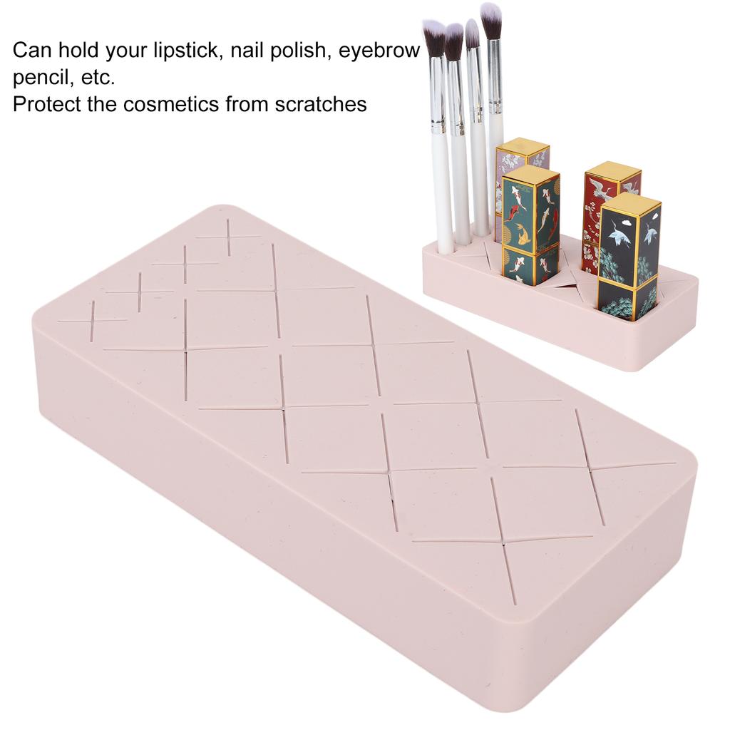 12 Slot Lipstick Holder Silicone Makeup Cosmetic Display Stand for Nail Polish Eyebrow Pencil