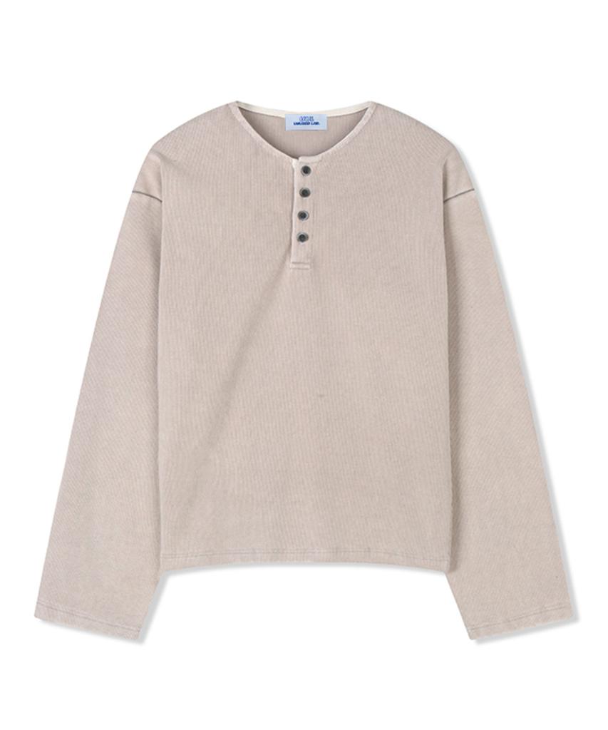 Eonyujeulaeb Washed Rib Henley Long Sleeve [Grey]