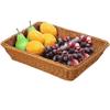 1Pc Snack Plate Afternoon Tea Bread Rectangle Imitation Rattan Plastic Durable Fruit Basket Vine Woven Tray Fried Food