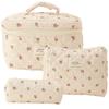 Hand-held makeup bag large capacity small floral storage bag portable quilted cotton fabric cute flowers travel bag