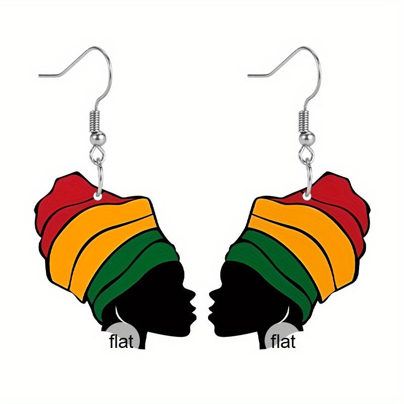 Boucles d'oreilles acryliques Symbole de liberté Mois de l'histoire des Noirs pour Femmes Filles, Bijoux festifs d'unité noire de style bohème Boucles d'oreilles Fille africaine avec foulard