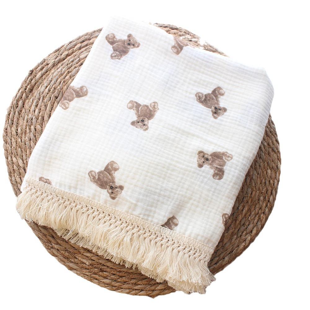 Baby Blankets Muslin Swaddle For Newborn Fringe Double Layer Cotton Summer Blanket Bed Comforter Infant Baby Stuff Bebe