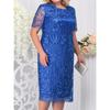 Women's Plus Size Dress Embroidered Lace Slim Knee-length Dress
