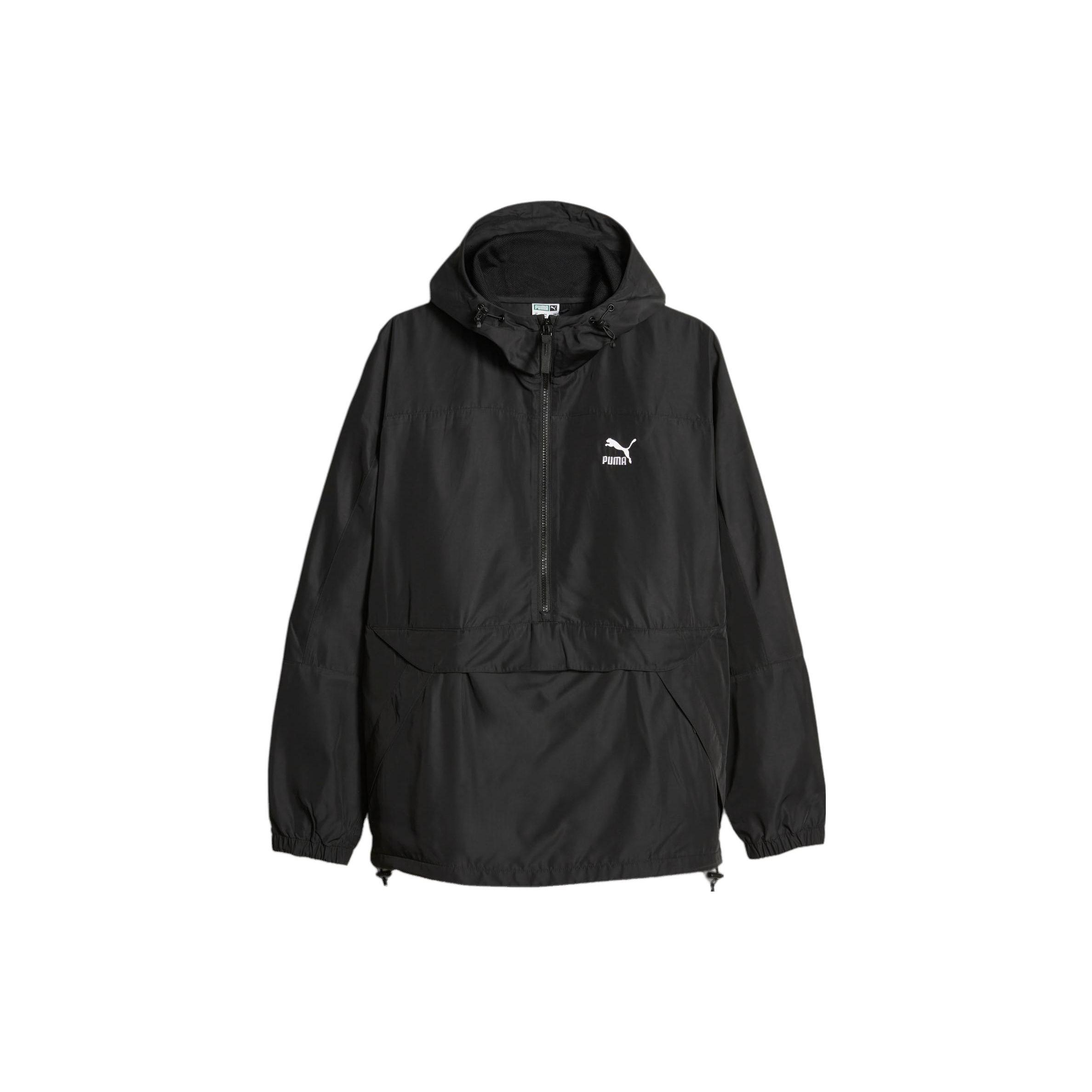 Puma Hooded Windbreaker Solid Color Casual Long Sleeve Jacket Men jackets Black 622187-01 XXL