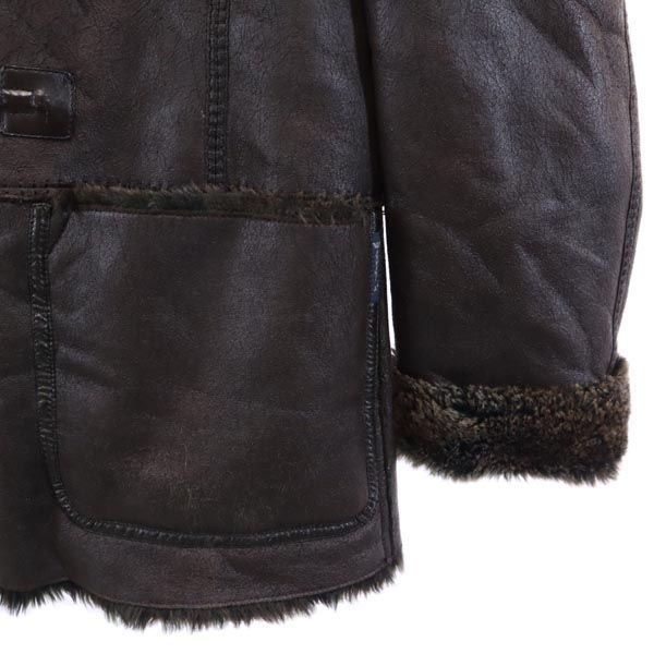ARMANI JEANS fake leather jacket USA 4 Dark brown Fur lining Men's Used