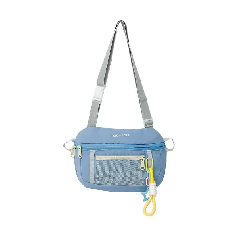 Blocking Fashionable Color Design Letter Printed Kid Shoulder Bag With Pendant