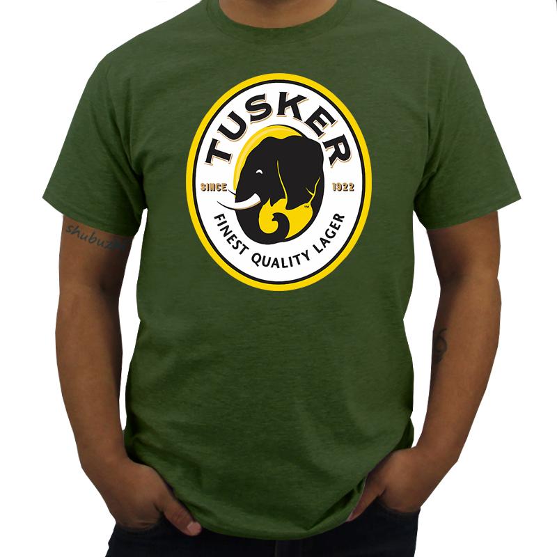 Bavlněné pánské tričko Tričko s logem Tusker Lager vtipná trička letní topy pánská vysoká trička nové černé tričko pro kluky