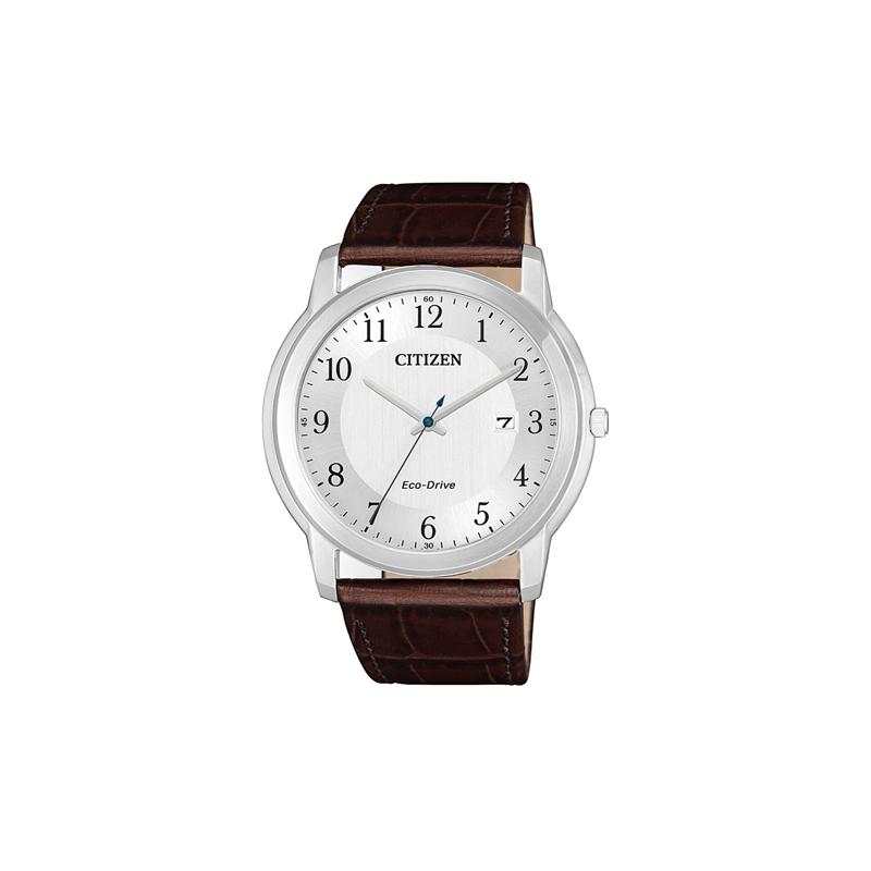 

CITIZEN Eco-Drive Series Simple and Casual Solar Quartz Cowhide Strap Men s Watch White Dial AW1211-12A білий