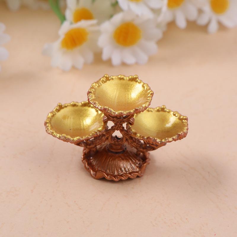 1/12 Dollhouse Retro Luxury Fruit Plate Model Doll Home Dessert Plate Living Room Decoration Toy Micro Scene Ornament