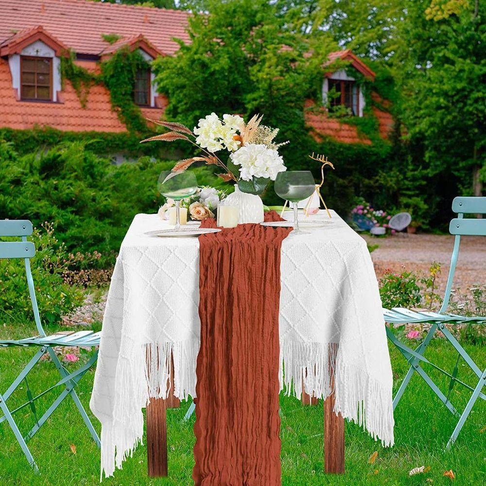 90x180/300cm Gauze Tablecloth Vintage Cheesecloth Table Setting Table Runners  Beach Wedding