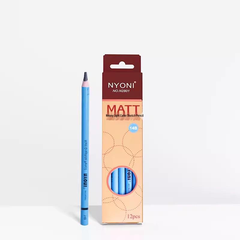 Neoni Matte Green Bamboo Sketch Pencils - 12B/2B Non-Reflective for Art Students & Exams