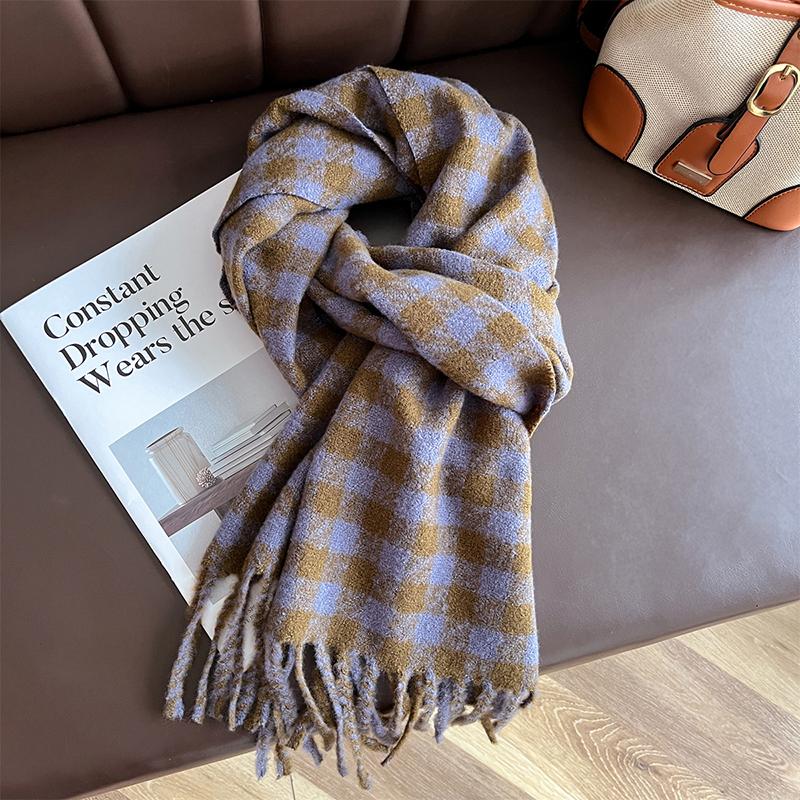 Winter Women Lattice Imitation Cashmere Scarf Autumn Winter Thick Warm Wild Scarves Shawl Men Blankets Poncho Echarpe Stole