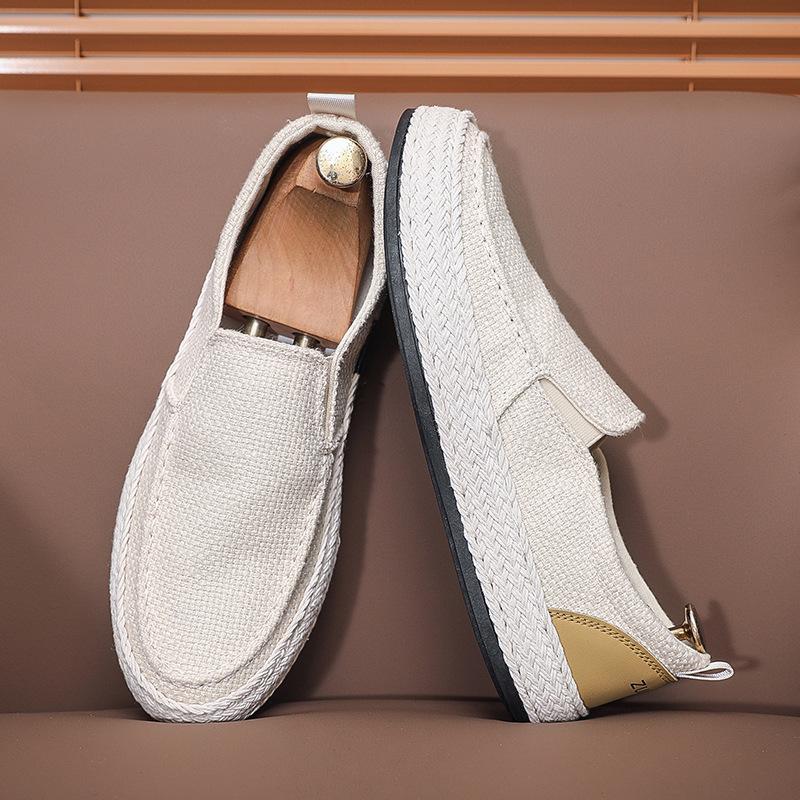 Men's casual shoes men's summer breathable low-top linen handmade one-pedal foot cover old Beijing cloth shoes men's shoes