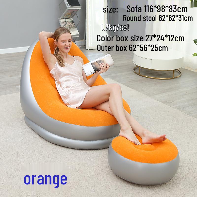 

Надувное кресло-кровать с подставкой для ног - уличное ленивое флокированное кресло 116*98*83cm