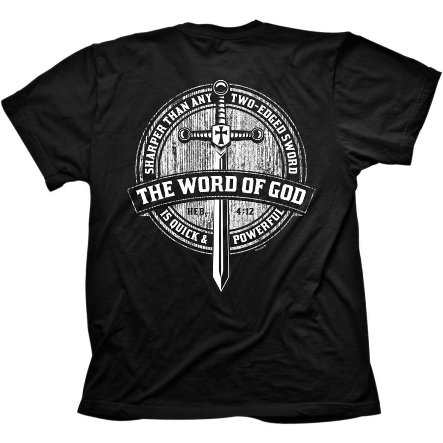 

Kerusso The Word of God is Quick and Powerful Sharper Than Any Two-Edged Sword Cross Black Cotton Crew Neck T-Shirt, Small XXXXXL чорний