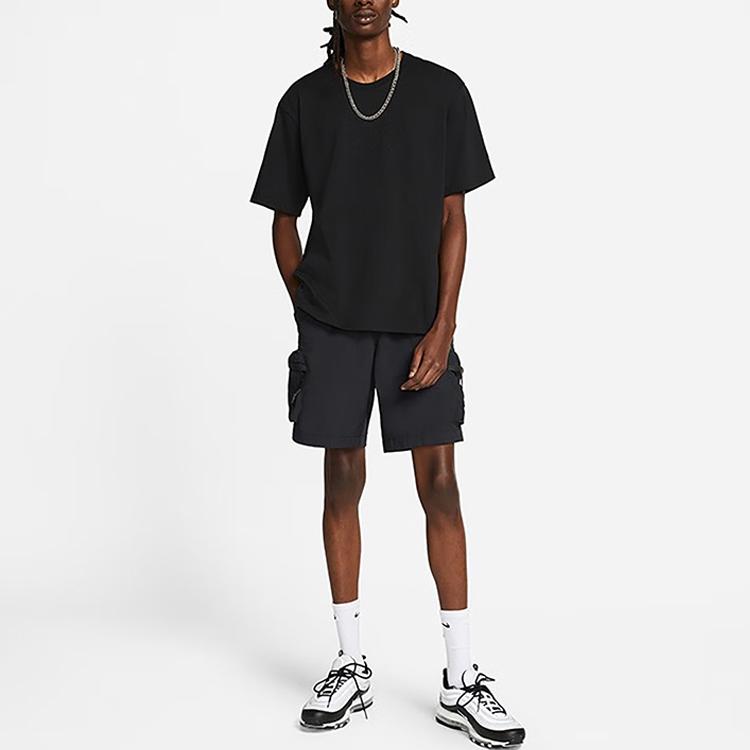 Nike Solid Color Logo Loose Fit Crew Neck T-Shirt Men Tops Black FB4396-010