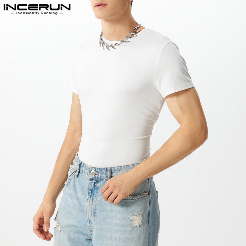 INCERUN Mens Short Sleeve One Piece Leotard Rompers Bodysuit Pajamas