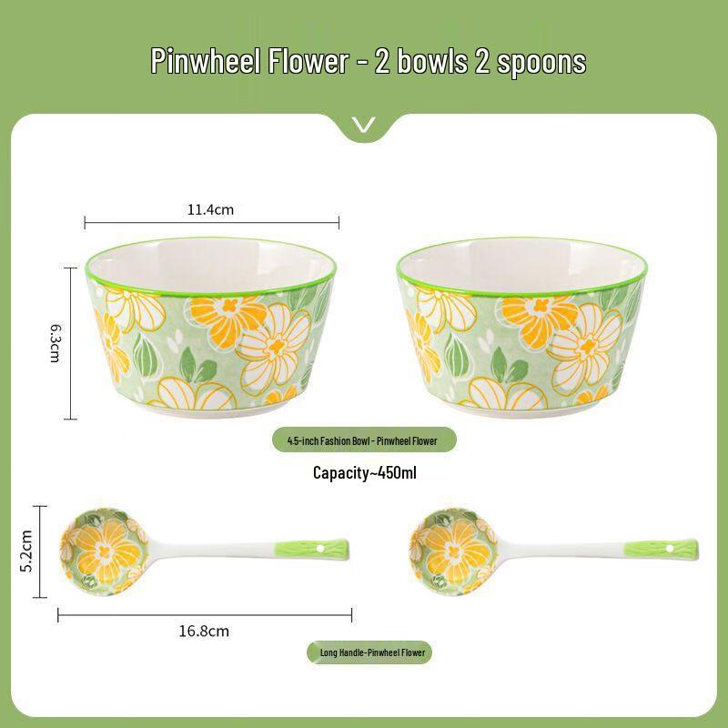 Linpan Fashion Ceramic Bowl and Spoon Set