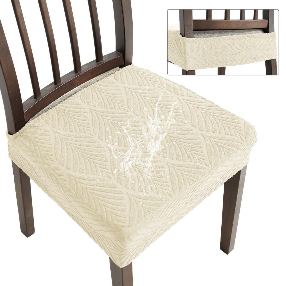 Leaf Pattern Chair Seat Cover Waterproof Chair Cushion Cover Soft Elastic Seat Protectors  Holiday бежевый