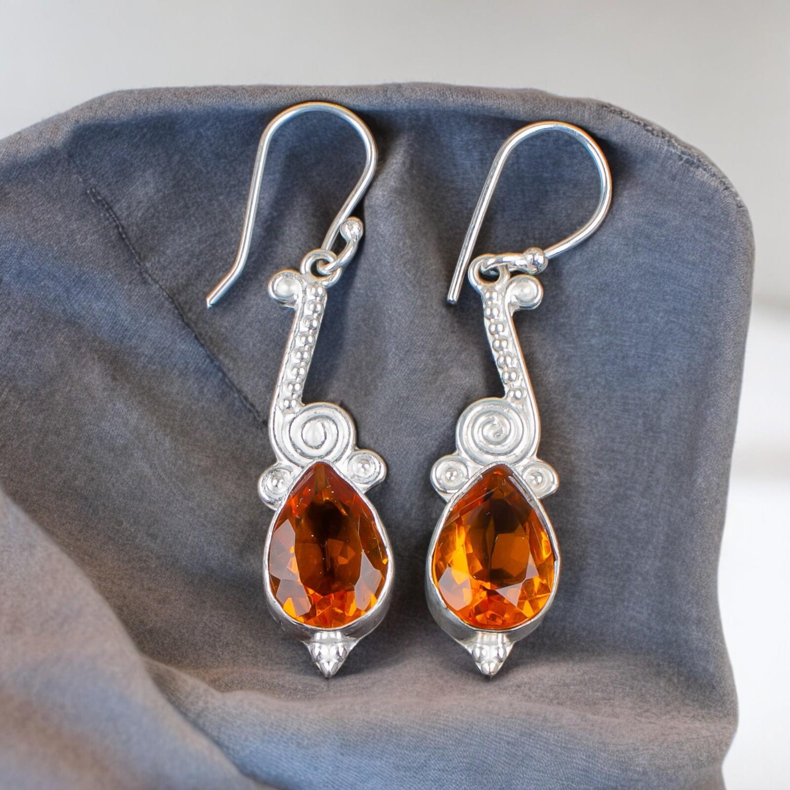 

Natural Citrine Gemstone 925 Sterling Silver Pretty Jewelry Earrings For Wedding EE-37-1