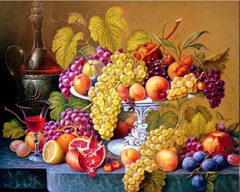 Diamond Painting Fruit Full Square Round Drill Diamond Embroidery Apple Mosaic Needlework Art Home Decoration