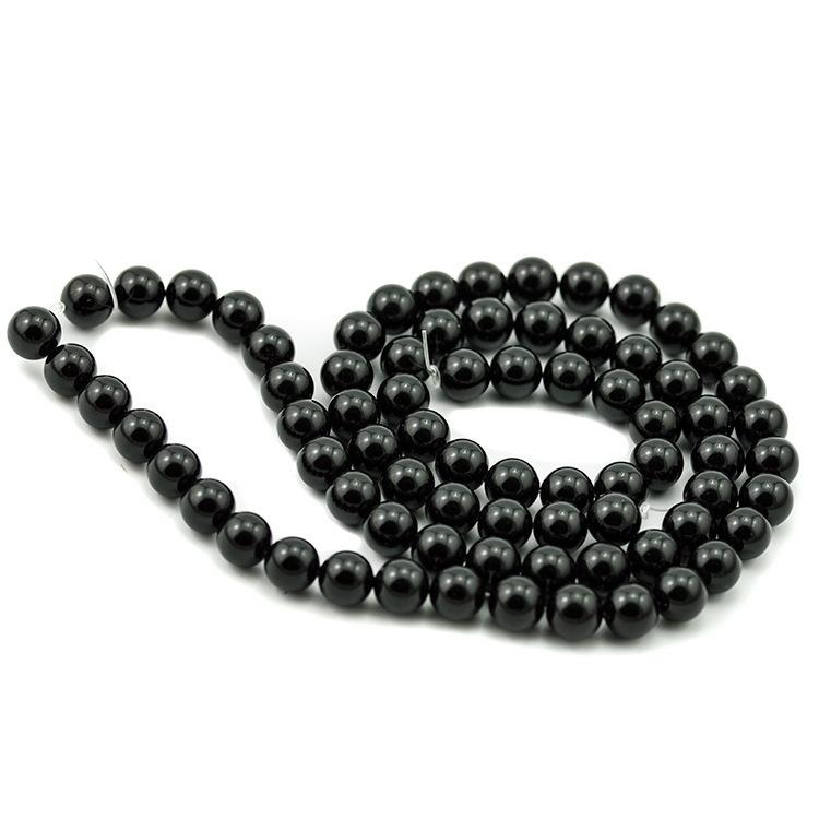 Women Men Jewelry Natural Black Onyx Stone Crystal Loose Bead for DIY Hand Chain Necklace Buddha Beads String