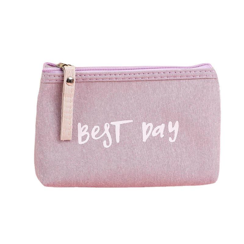 Korean Style Girly Coin Purse & Makeup Bag with Zipper