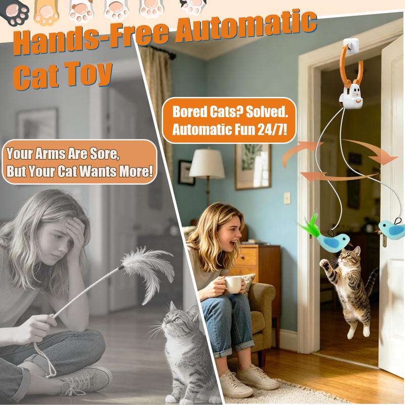 Interactive Cat Toys for Indoor Cats, Rechargeable Durable Safe Hanging Cat Toy for Bored Kittens & Adult Cats