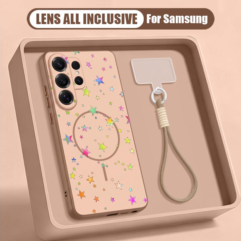 Colorful Stars Print Case For Samsung S26 Ultra S25 FE S24 S24 Plus A57 A37 A17 A56 A36 A16 A55 A35 A15 A54 5G Hybrid Magnetic Matte Cover