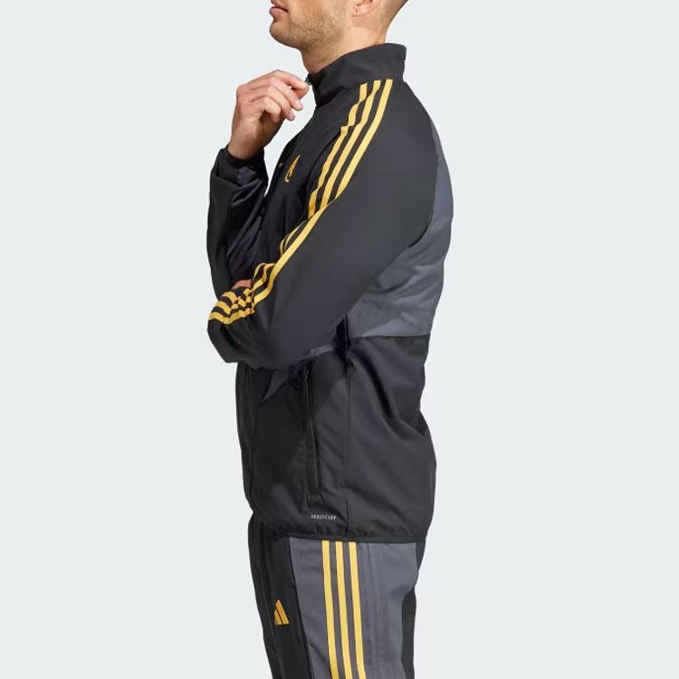 Adidas Striped Zip Fitted Jacket Men Jackets Black HY0641