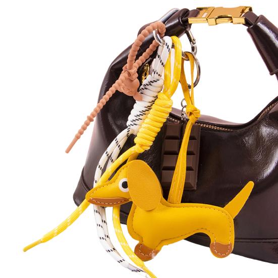 Yousheng Dachshund Dog Bag Pendant Bag Charms with Woven Umbrella Retractable Rope Keys Bags Wallets Accessories