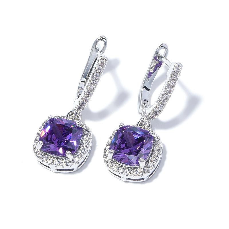 Klasik Üst Düzey Küpeler Hafif Lüks Küpeler Sekiz Kalp Sekiz Ok Zirkon Kakmalı Küpeler