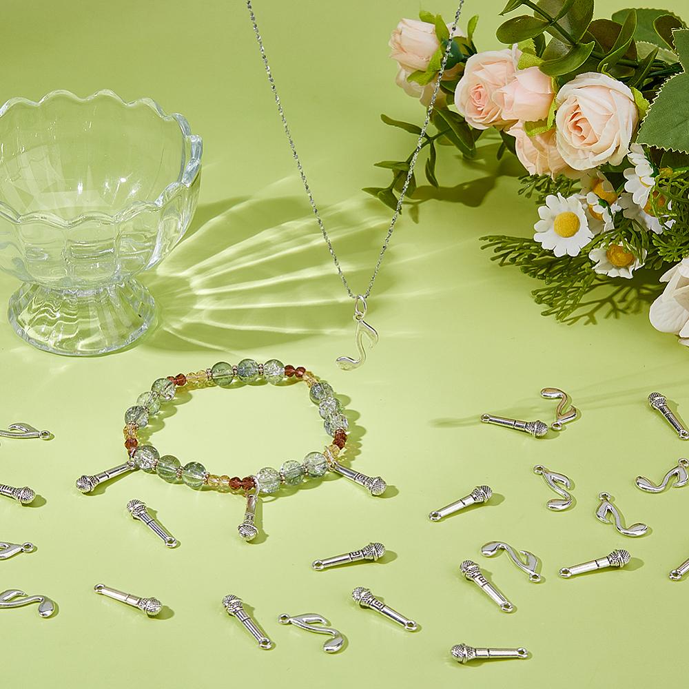 100Pcs 2 Styles Tibetan Style Zinc Alloy Pendants Antique Silver 23~24x7~13x2~5mm Hole: 1.6~1.8mm 50pcs/style